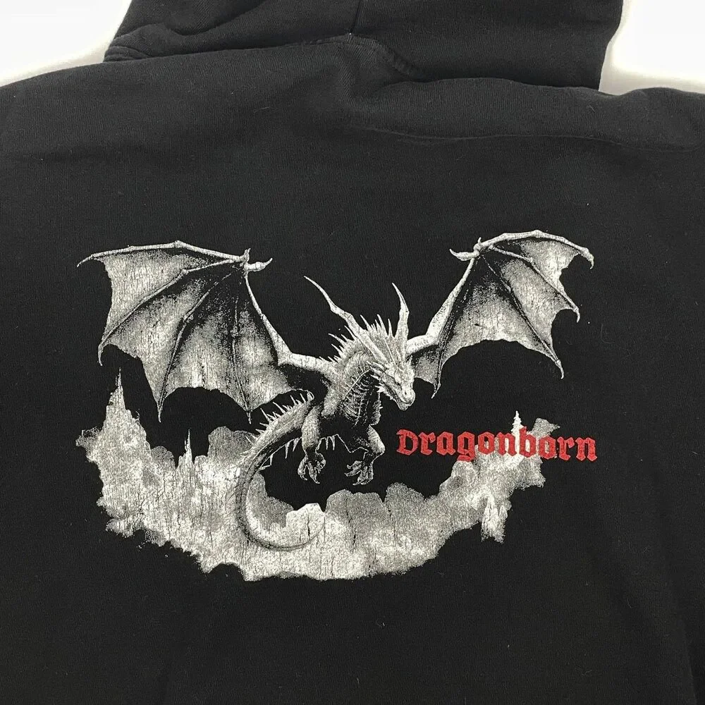 Dragonborn Hoodie Gothic Dragon Graphic Black Heavyweight Lane Seven Men's 2XL - Picture 11 of 11